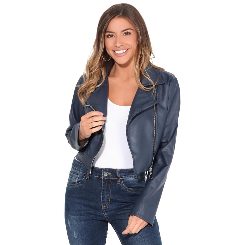 Krisp Womens/Ladies Cropped PU Biker Jacket