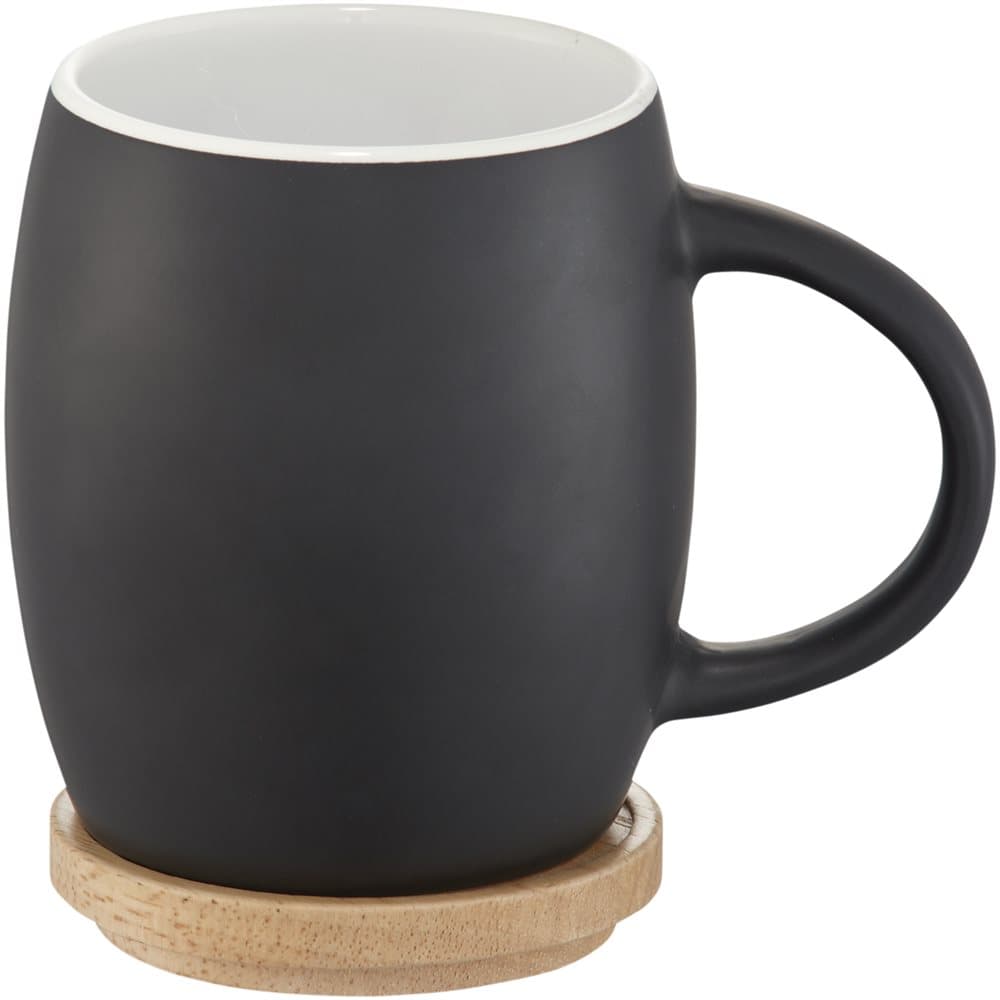 Avenue Hearth Ceramic Mug With Wood Lid/Coaster (Pack of 2)