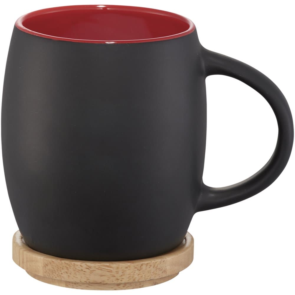 Avenue Hearth Ceramic Mug With Wood Lid/Coaster (Pack of 2)