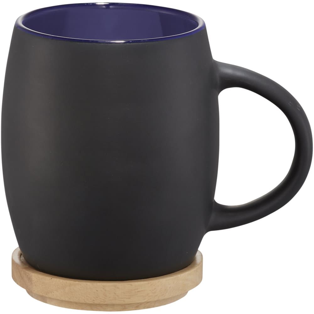 Avenue Hearth Ceramic Mug With Wood Lid/Coaster (Pack of 2)