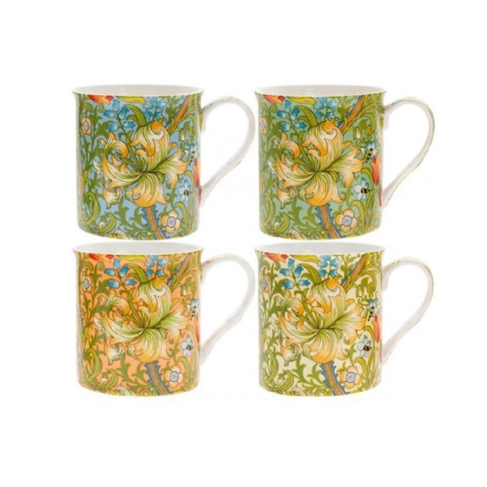 Golden Lily Mugs (Set of 4)