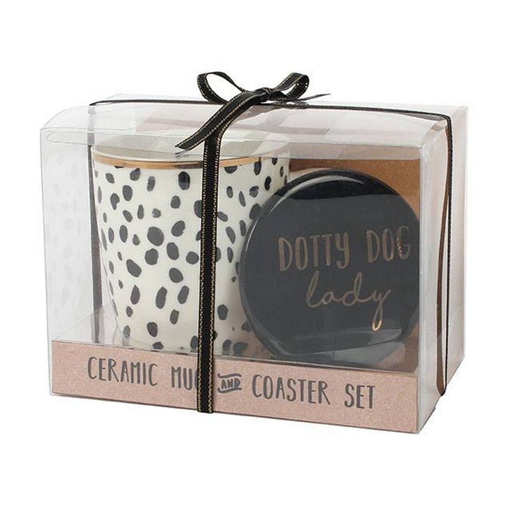 Something Different Dotty Dog Lady Mug And Coaster Set