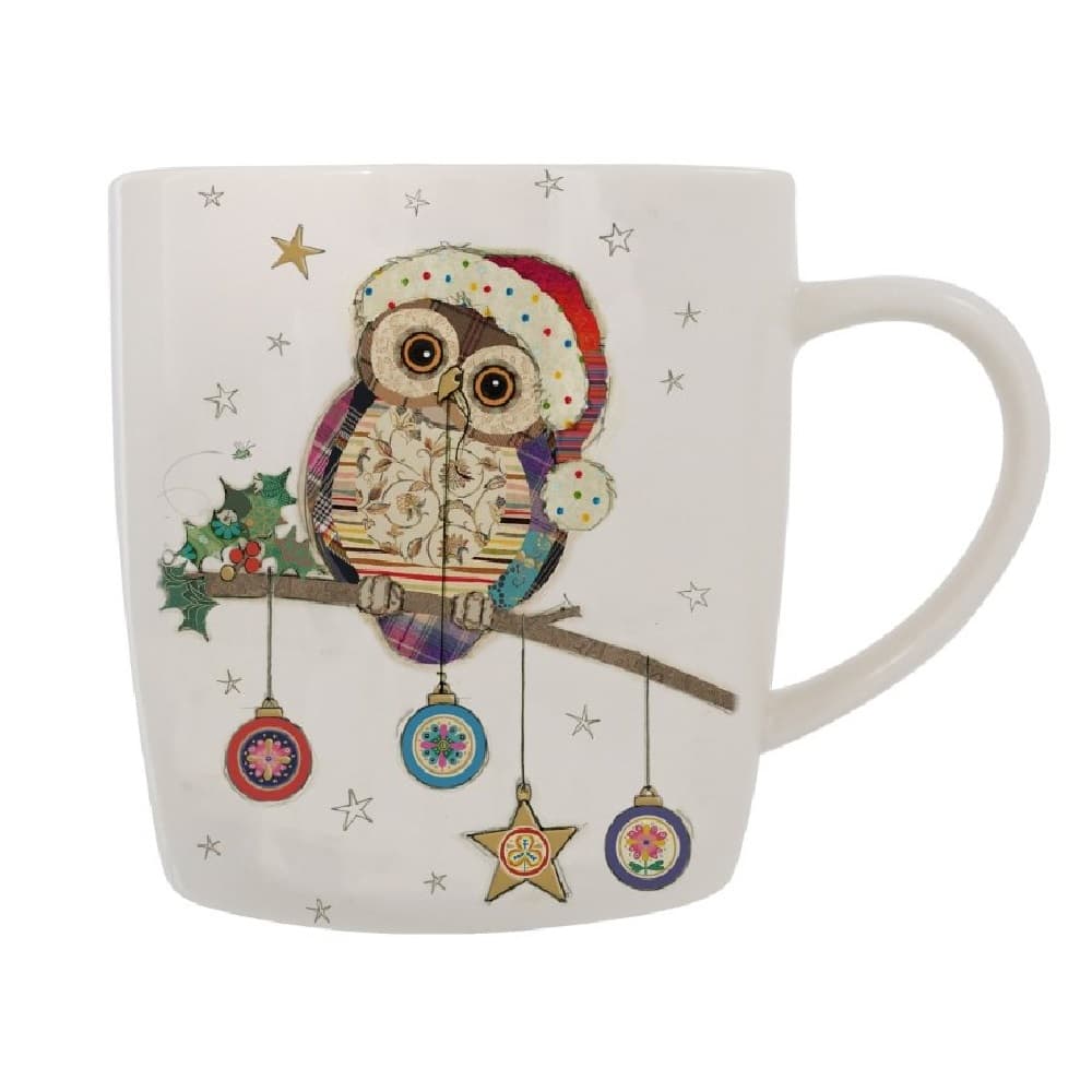 Bug Art Owl & Baubles Embossed Christmas Mug