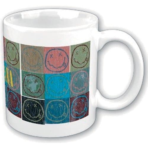 Nirvana Boxed Standard Mug: Distressed Smiley Blocks