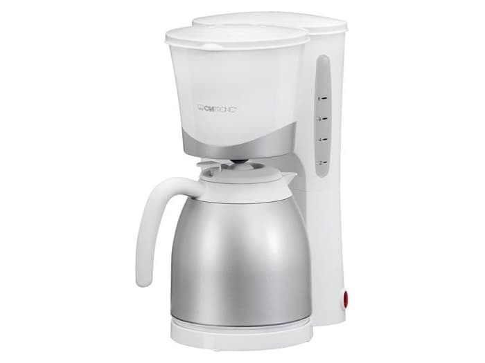 Clatronic KA 3327, Droppande kaffebryggare, 1 l, Malat kaffe, 870 W, Silver, Vit
