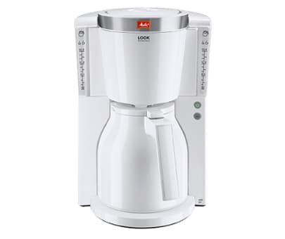 Melitta Look Therm Selection, Fristående, Drip coffee maker, Vit, Rostfritt stål, 12 koppar, Halvautomatisk