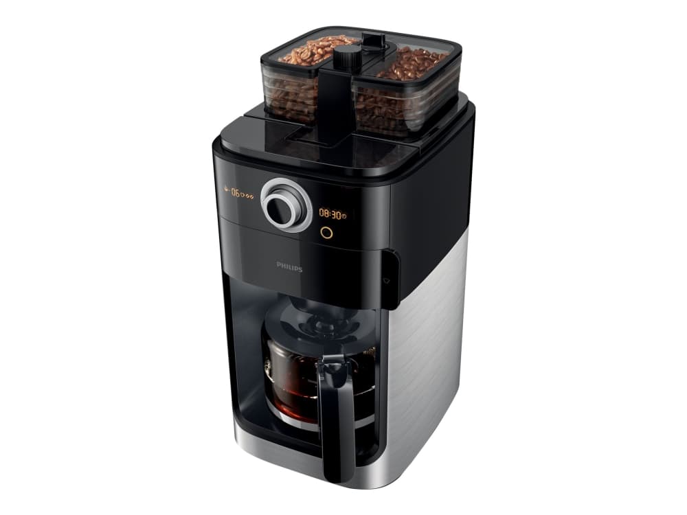 Philips Grind & Brew HD7769/00, Drip coffee maker, 1.2 L, Coffee beans,Ground coffee, Built-in grinder, 1000 W, Black,Stainless steel