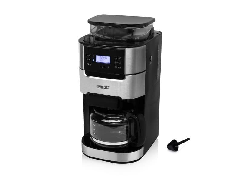 Princess 249411, Droppande kaffebryggare, 1,6 l, Kaffebönor, Inbyggd kvarn, 1050 W, Svart, Rostfritt stål
