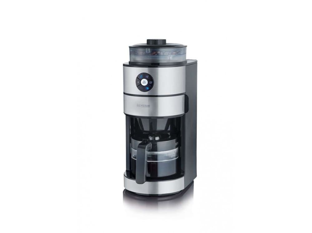 Severin KA 4811, Droppande kaffebryggare, Kaffebönor, Malat kaffe, Inbyggd kvarn, 820 W, Svart, Metallisk