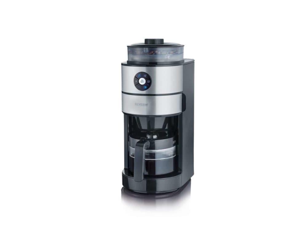 Severin KA 4811, Droppande kaffebryggare, Kaffebönor, Malat kaffe, Inbyggd kvarn, 820 W, Svart, Metallisk