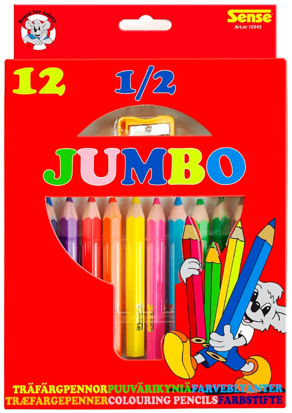 Sense Jumbo Wooden crayons 12-p