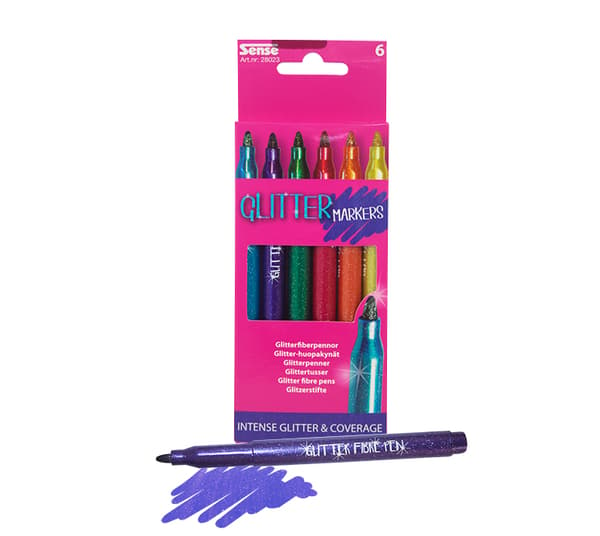 Sense Glitterfiberpenner 6-pack