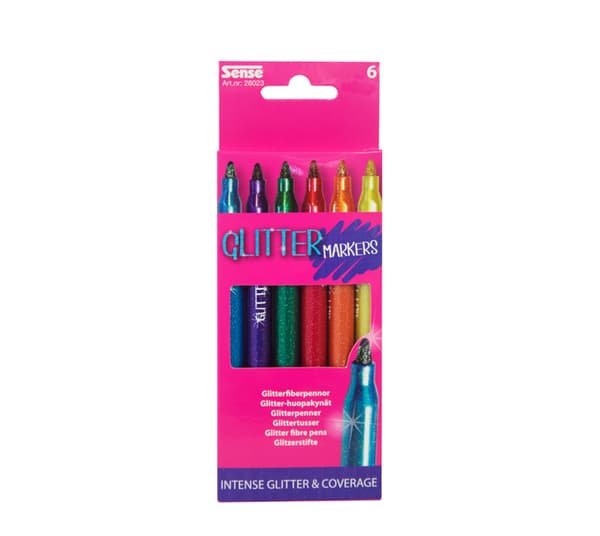 Sense Glitterfiberpenner 6-pack