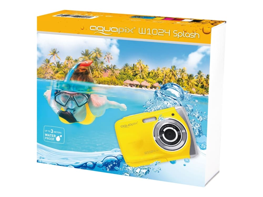 Easypix Aquapix W1024 Splash - Digitalkamera - kompakt - 10.0 MP / 16.0 MP (interpolert) - under vannet inntil 3 m - gul