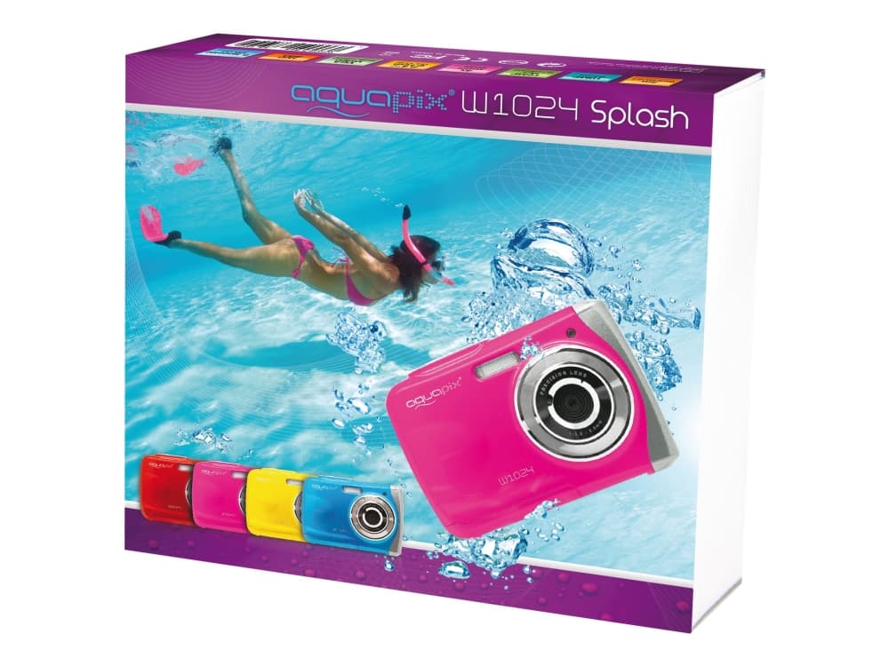 Easypix W1024 "Splash" - Digitalkamera - kompakt - 10.0 MP / 16.0 MP (interpolert) - under vannet inntil 3 m - rosa