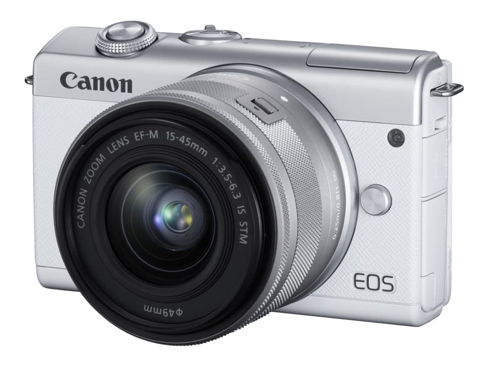 Canon EOS M200 - Digitalkamera - spegellöst - 24.1 MP - APS-C - 4 K / 25 fps - 3x optisk zoom EF-M 15 - 45 mm IS STM-lins - Wi-Fi, Bluetooth - vit