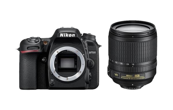 Nikon D7500 + AF-S DX NIKKOR 18-105 VR, 20,9 MP, 5568 x 3712 pixlar, CMOS, 4K Ultra HD, Pekskärm, Svart