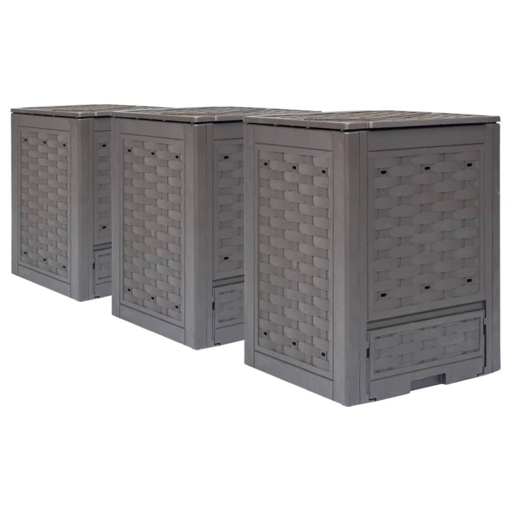 vidaXL kompostbeholdere 3 stk. 60 x 60 x 83 cm 900 l brun