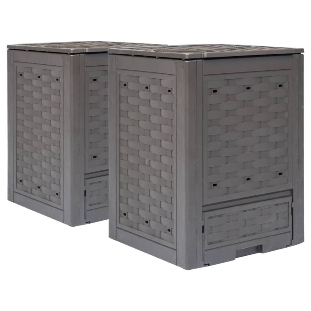 vidaXL kompostbeholdere 2 stk. 60 x 60 x 83 cm 600 l brun