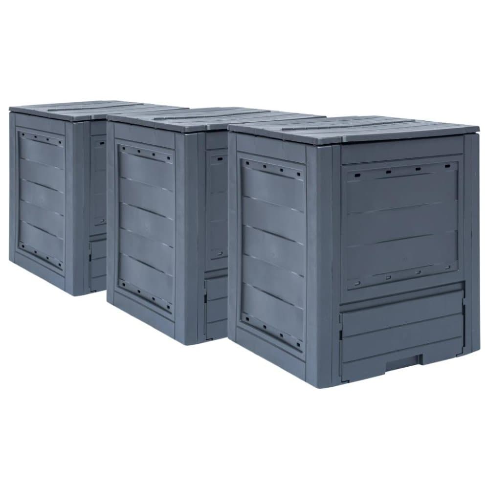 vidaXL kompostbeholdere til haven 3 stk. 60 x 60 x 73 cm 780 l grå