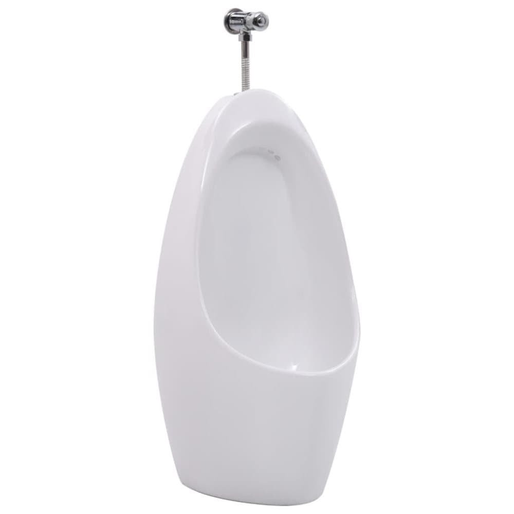 vidaXL Veggmontert urinal med spylesystem keramikk