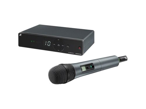 Bild av Sennheiser XSW 1-825-B, Handhållen mikrofon, Dynamisk mikrofon, Rackmonterad mottagare, Inbyggd sändare, Akrylnitrilbutadienstyren (ABS), 614 - 638 M