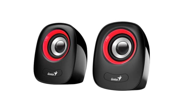 Genius SP-Q160, 1-veis, 2.0 kanaler, Koblet med ledninger (ikke trådløs), 6 W, 150 - 20000 Hz, Svart, Rød