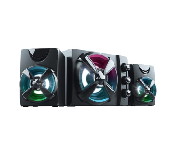 Trust Ziva RGB 2.1 Gaming, 2.1 kanaler, 11 W, Universell, Svart, 22 W, 1,4 m