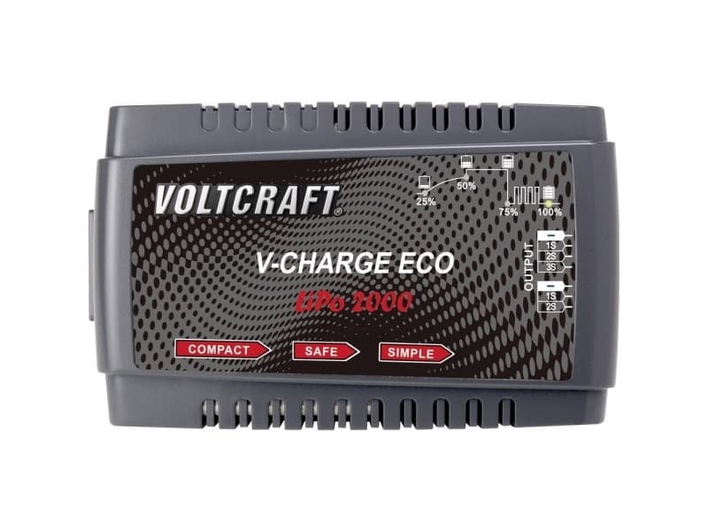 VOLTCRAFT V-Charge Eco LiPo 2000 Modelbyg-oplader 230 V 2 A LiPo