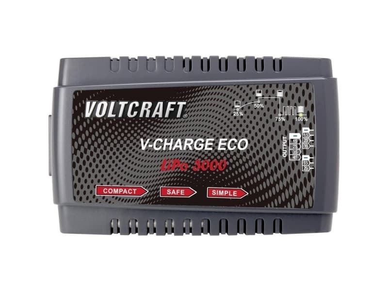 VOLTCRAFT V-Charge Eco LiPo 3000 Modelbyg-oplader 230 V 3 A LiPo