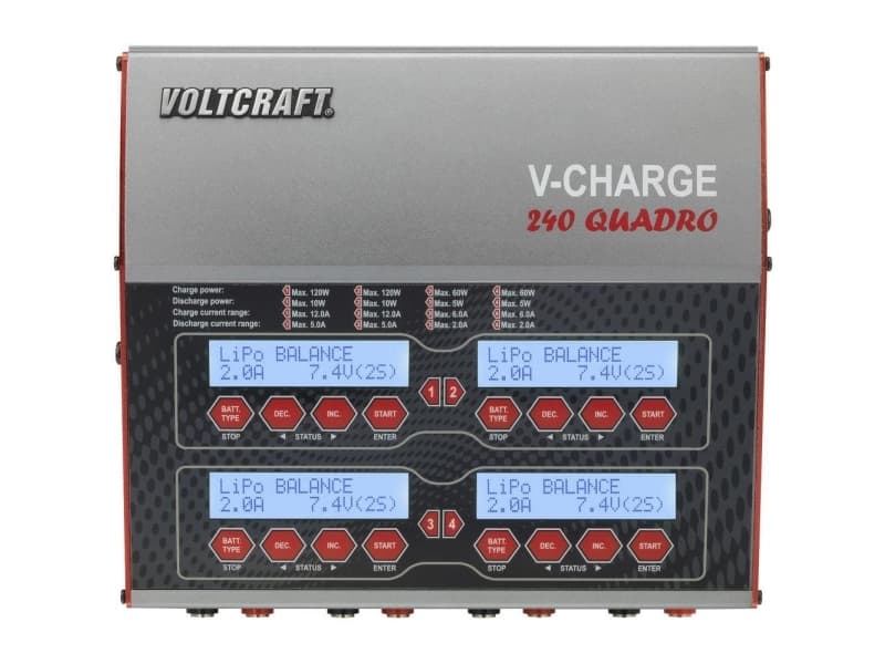 VOLTCRAFT V-Charge 240 Quadro Modelbyggeri-multifunktionsoplader 12 V, 230 V 12 A LiPo, LiFePO , Li-Ion, LiHV, NiCd, NiMH, Bly