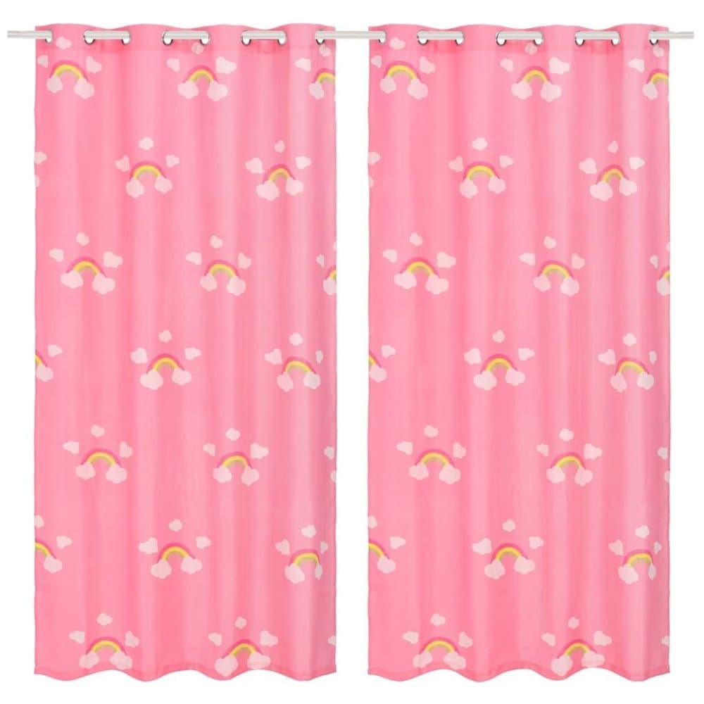 Mörkläggningsgardiner för barn 2 st 140x240 cm regnbåge rosa