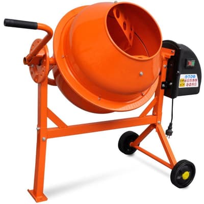 Elektrisk betongblandare 63 L 220 W stål orange