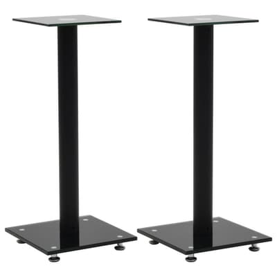 Högtalarstativ 2 st härdat glas pelardesign svart