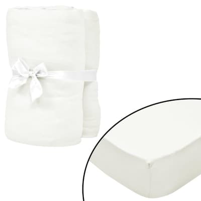 Dra-på-lakan för vattensäng 2 st 2x2,2m bomullsjersey naturvit
