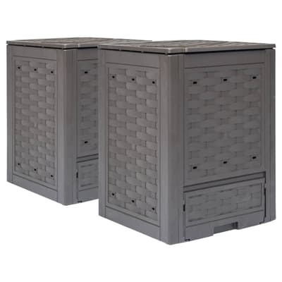 Trädgårdskompost 2 st brun 60x60x83 cm 600 L