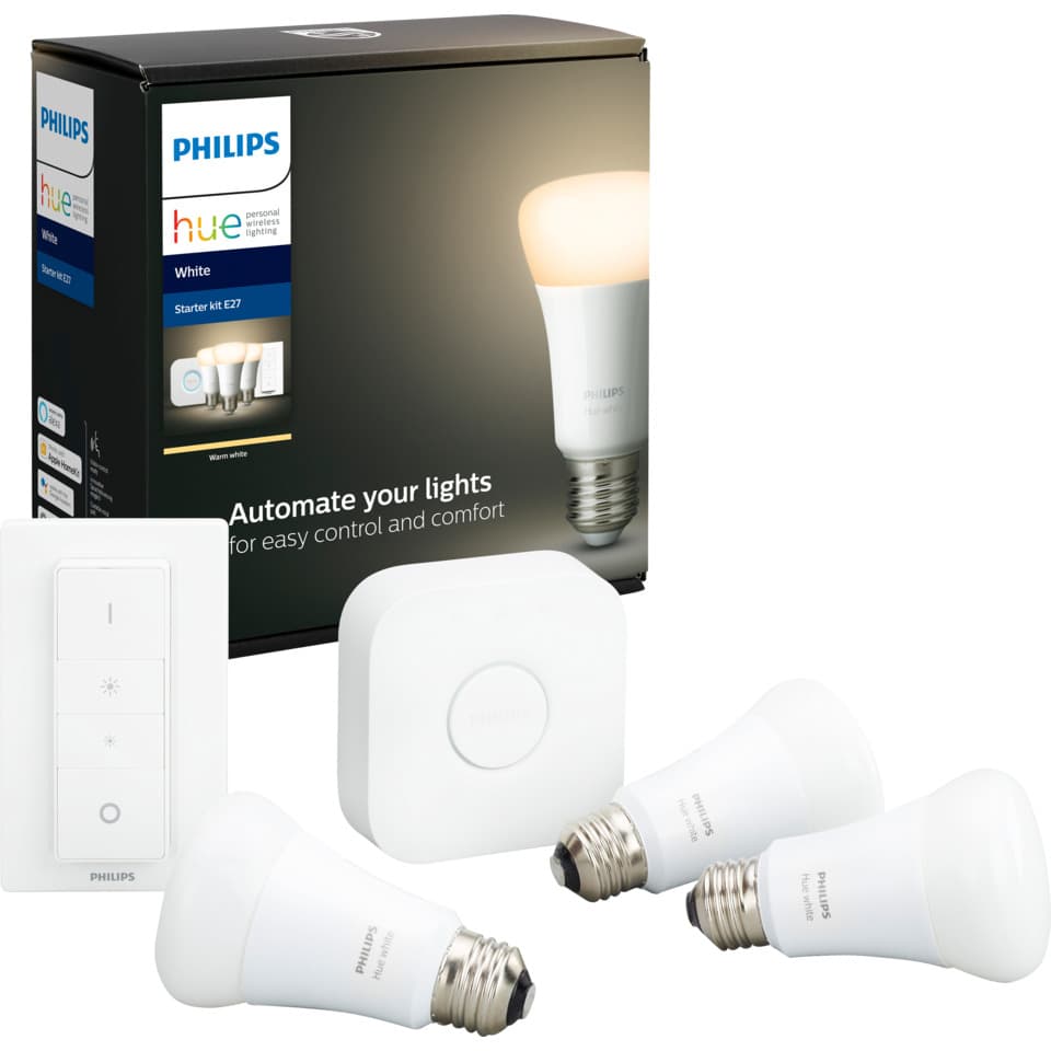 Philips Hue W E27 Lyskilde A60 9W Startsett