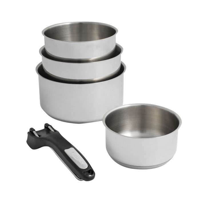 SITRAM 4 kattilan sarja 14-16-18-20cm + 1 irrotettava pihdit, kaikki lämmönlähteet, mukaan lukien induktio