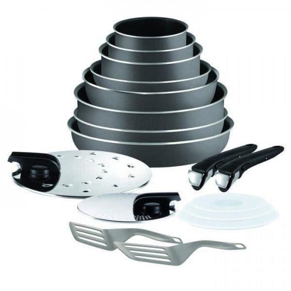 TEFAL INGENIO ESSENTIAL 17-osainen keittiöastiasarja L2049002 16-18-20-22-24-26-28cm Kaikki lämmönlähteet paitsi induktio