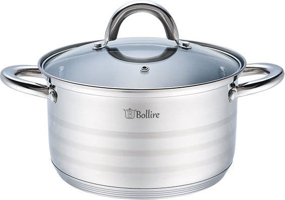 Pot with glass lid BOLLIRE, stainless steel, Ø 24 cm, 5.2 L