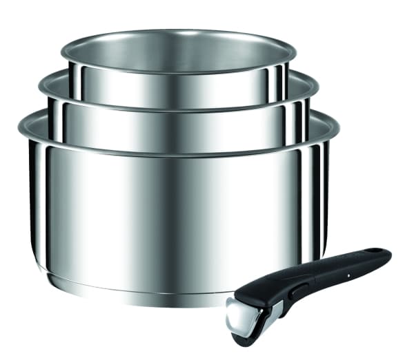 Tefal Ingenio Preference L94195, Rustfritt stål, Rustfritt stål, Ingen belegg, Svart, Avtagbar, Keramisk, Gass, Halogen, Induksjon