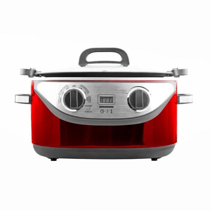 KEITTIÖKOKKI - COOKOTTERITTU - 8 in 1 Multicooker - 5,6L - 1350W - 120-220 ° C - punainen ruostumaton teräs