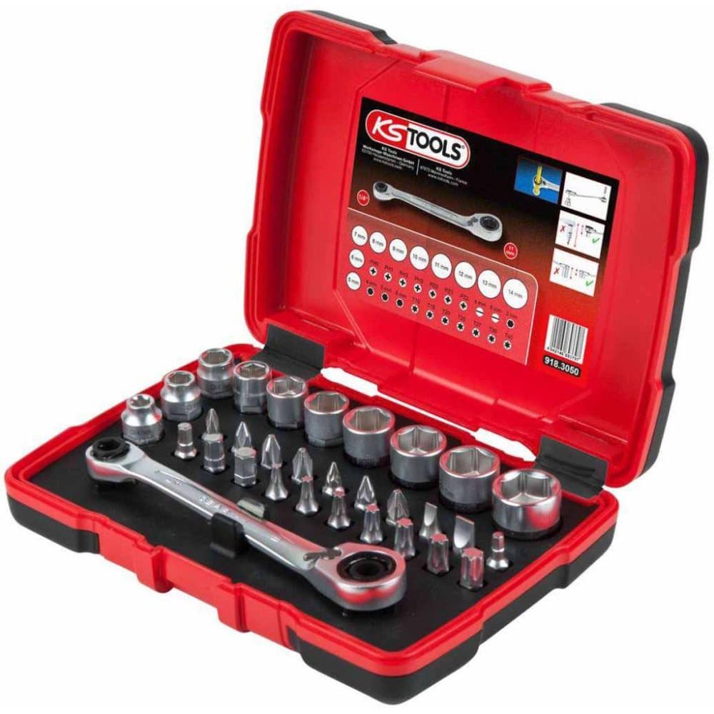 KS Tools skraldenøgle med 31 dele, fatnings- og bitssæt 11 mm 918.3050