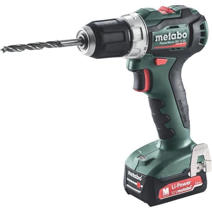 METABO Skruetrækkerbor - PowerMaxx - BS 12 BL 2 x 2,0 Ah Li-Power - SC60 Plus - kasse