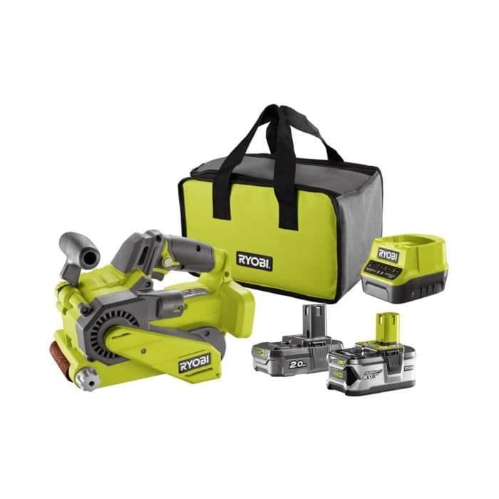 RYOBI R18BS - 242S - 18V 1x 4Ah / 1x2Ah Båndslibemaskine + 3 slibemidler