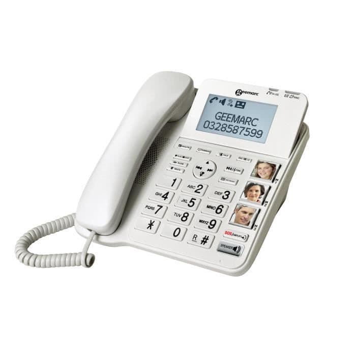 GEEMARC CL595 Amplificeret seniors bordtelefon, store knapper med fotos og SOS-knapper