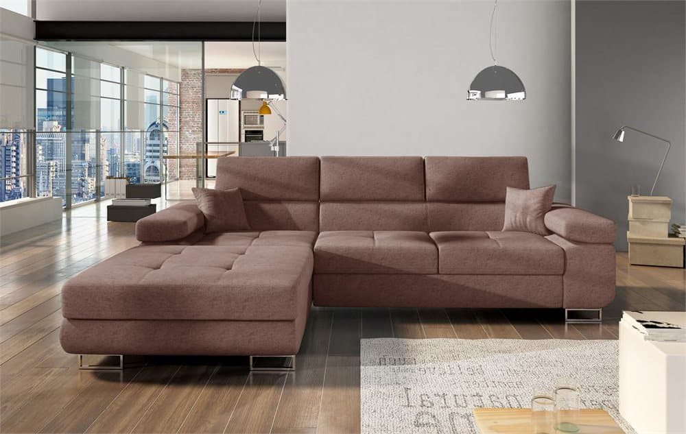 DIVANBÄDDSOFFA DOMAN II 280 BEIGE/BRUN VÄNSTER