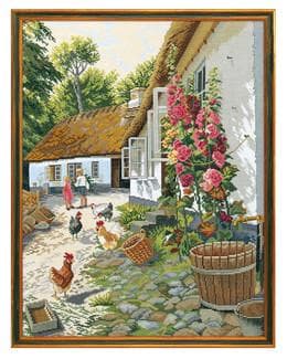 Broderikit Tavla Lantgård linne