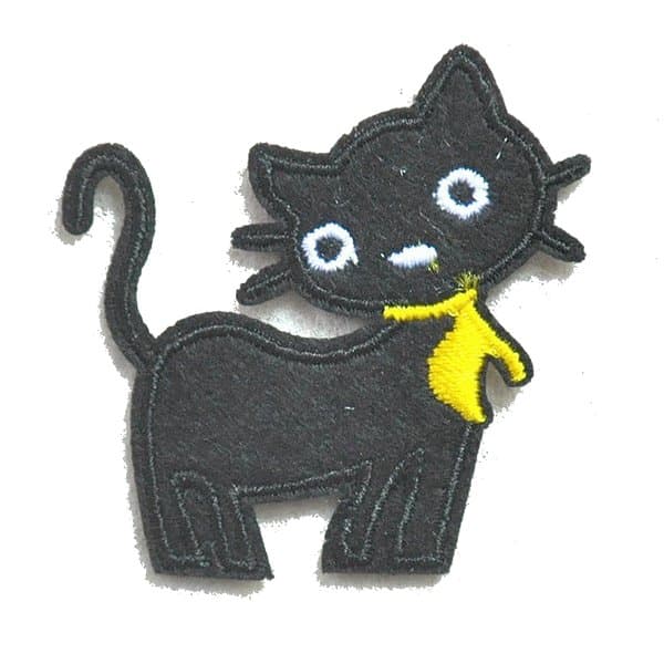 2 stycken stryka sy på tygmärken svart katt