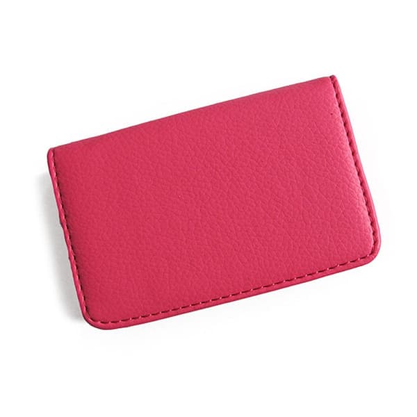 Korthållare / Etui i konstläder med lock - Rosa